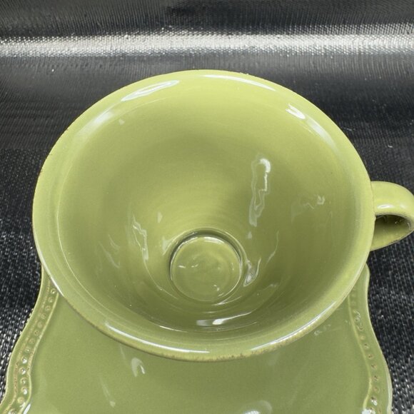 Pierre Deux Teacup And Saucer Set Ceramic Made In Portugal Cup Plate Set Green - Picture 11 of 16